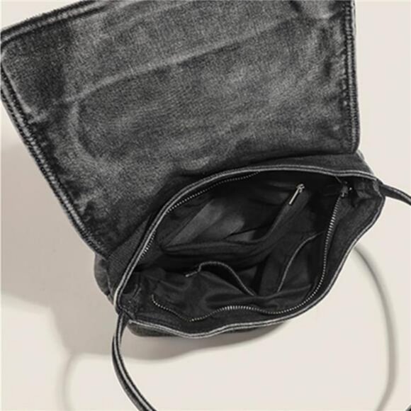 Denim Shoulder Bag Women Casual Tote Handbag Soft Blue Jean Bag - Picture 4 of 8